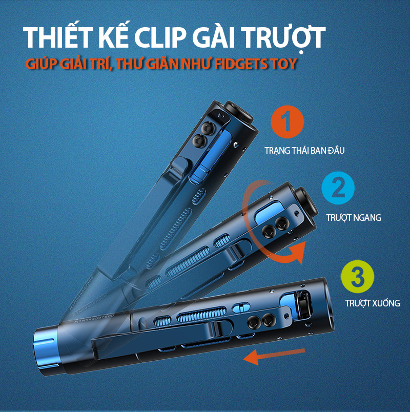 RX BLUE có thiết kế clip gài trượt