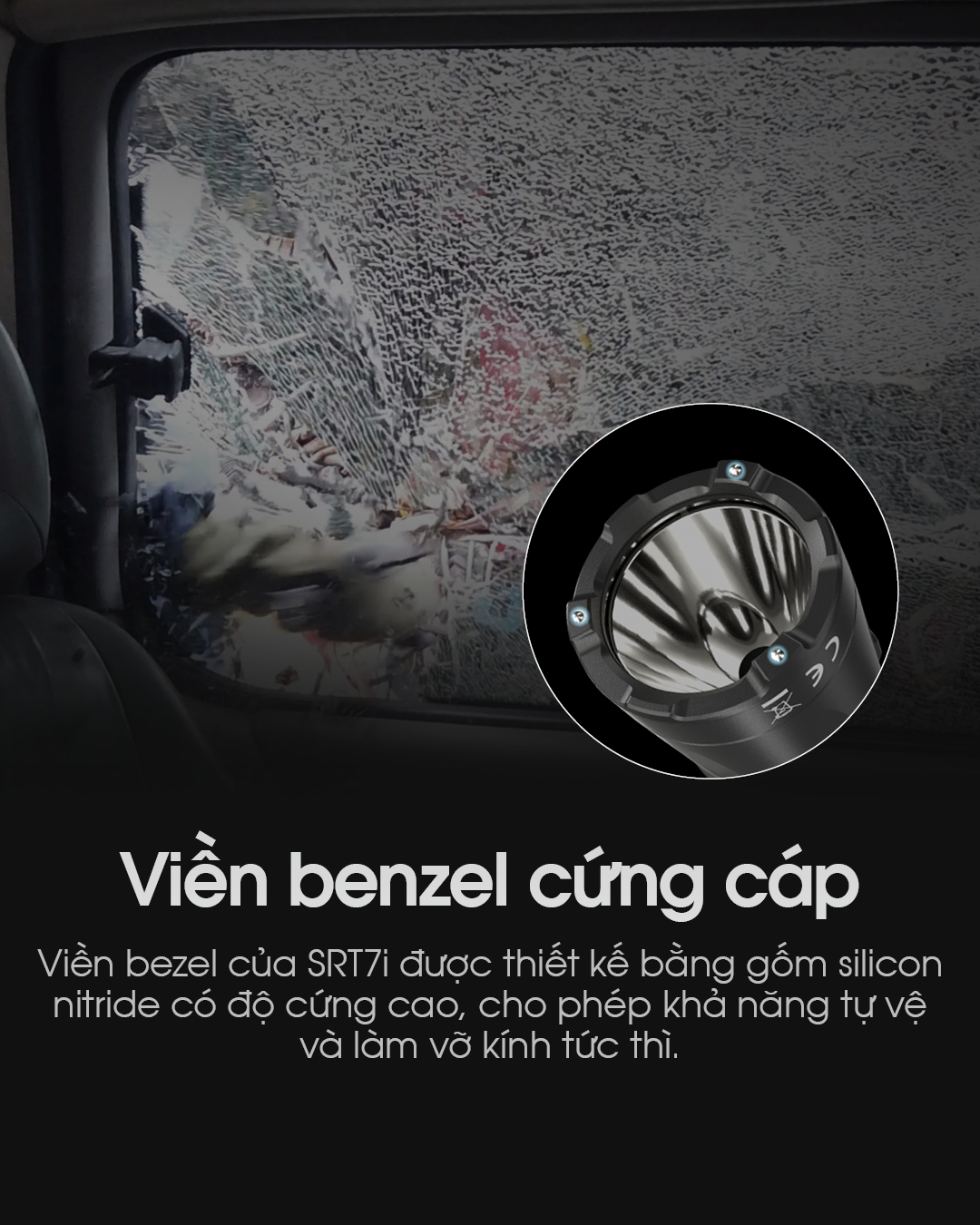 Đèn pin siêu sáng NITECORE SRT7i có viền benzel cứng cáp