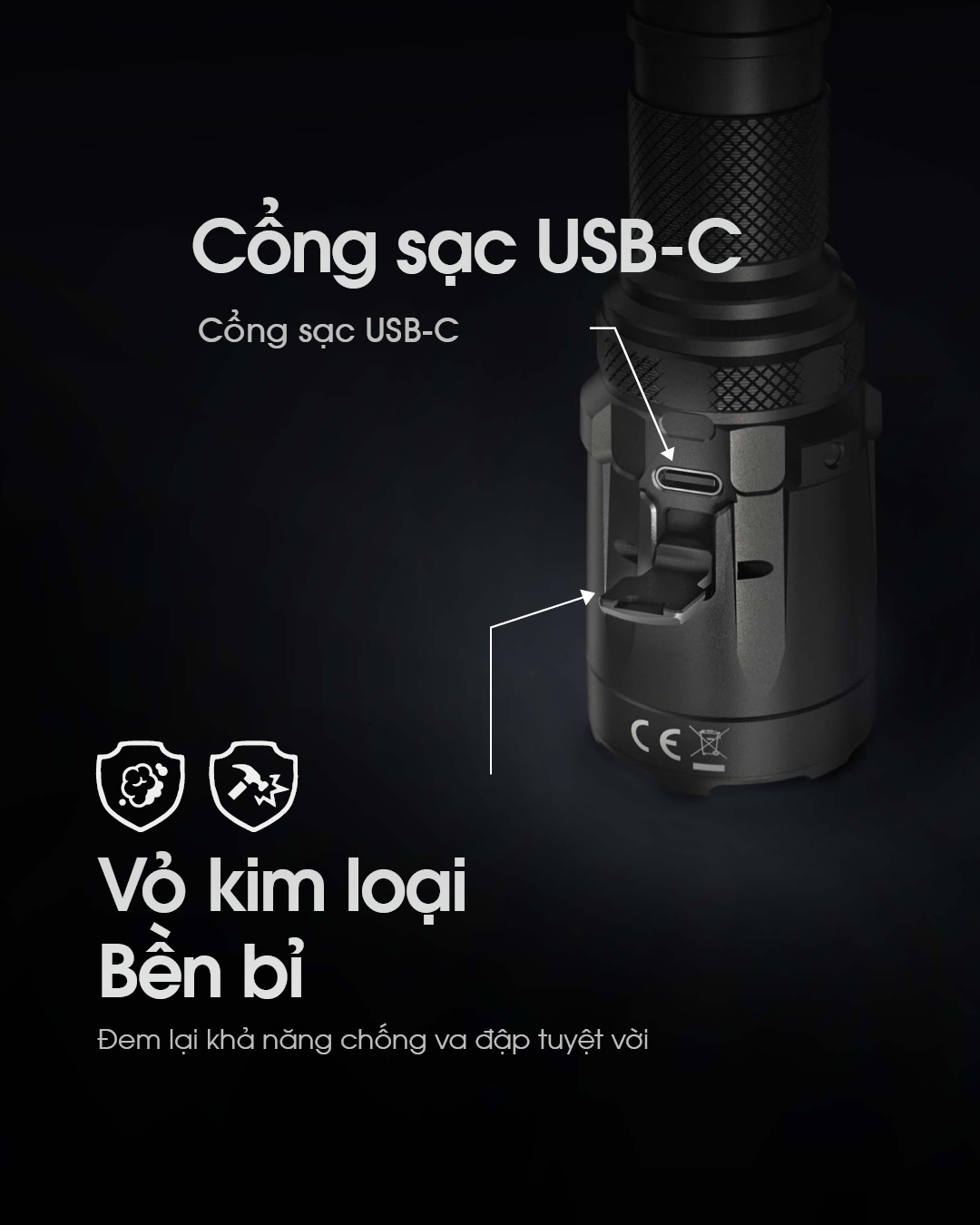 Đèn pin siêu sáng NITECORE SRT7i sử dụng cổng sạc usb-c