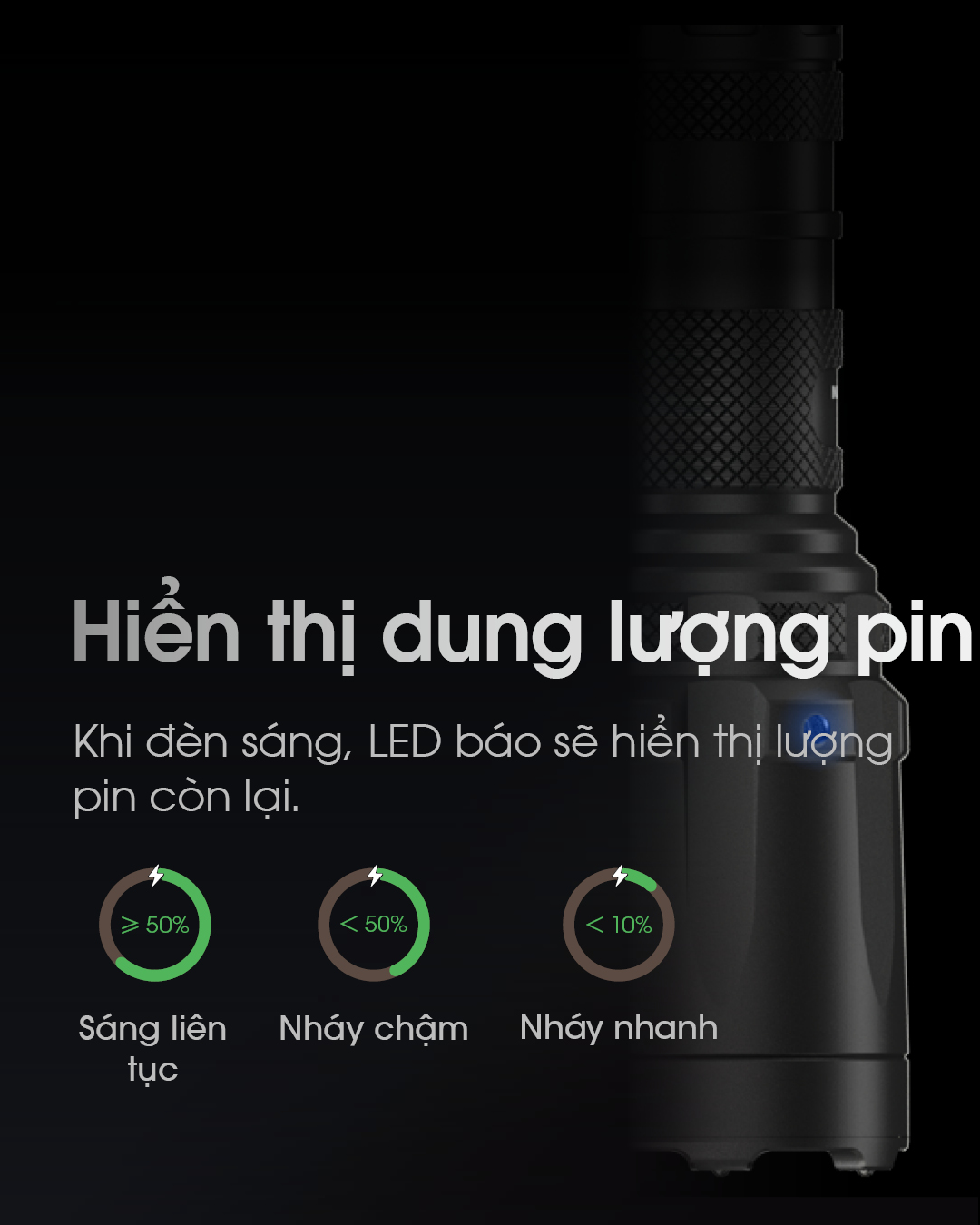 Đèn pin siêu sáng NITECORE SRT7i có led báo pin