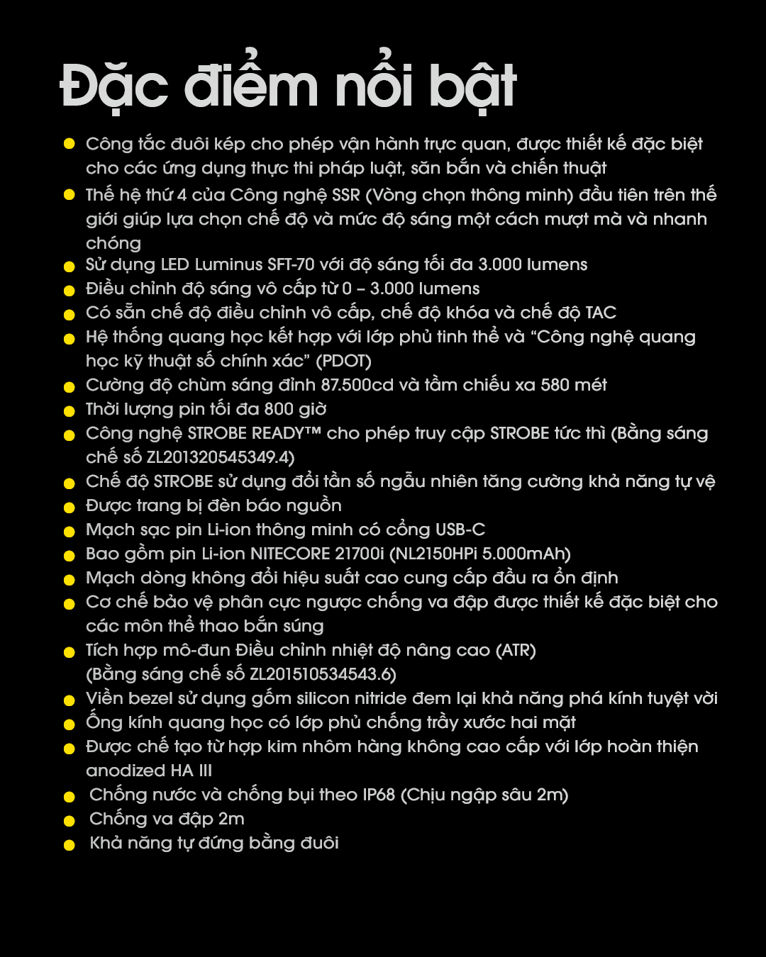 Đăc điểm nổi bật của đèn pin siêu sáng NITECORE SRT7i