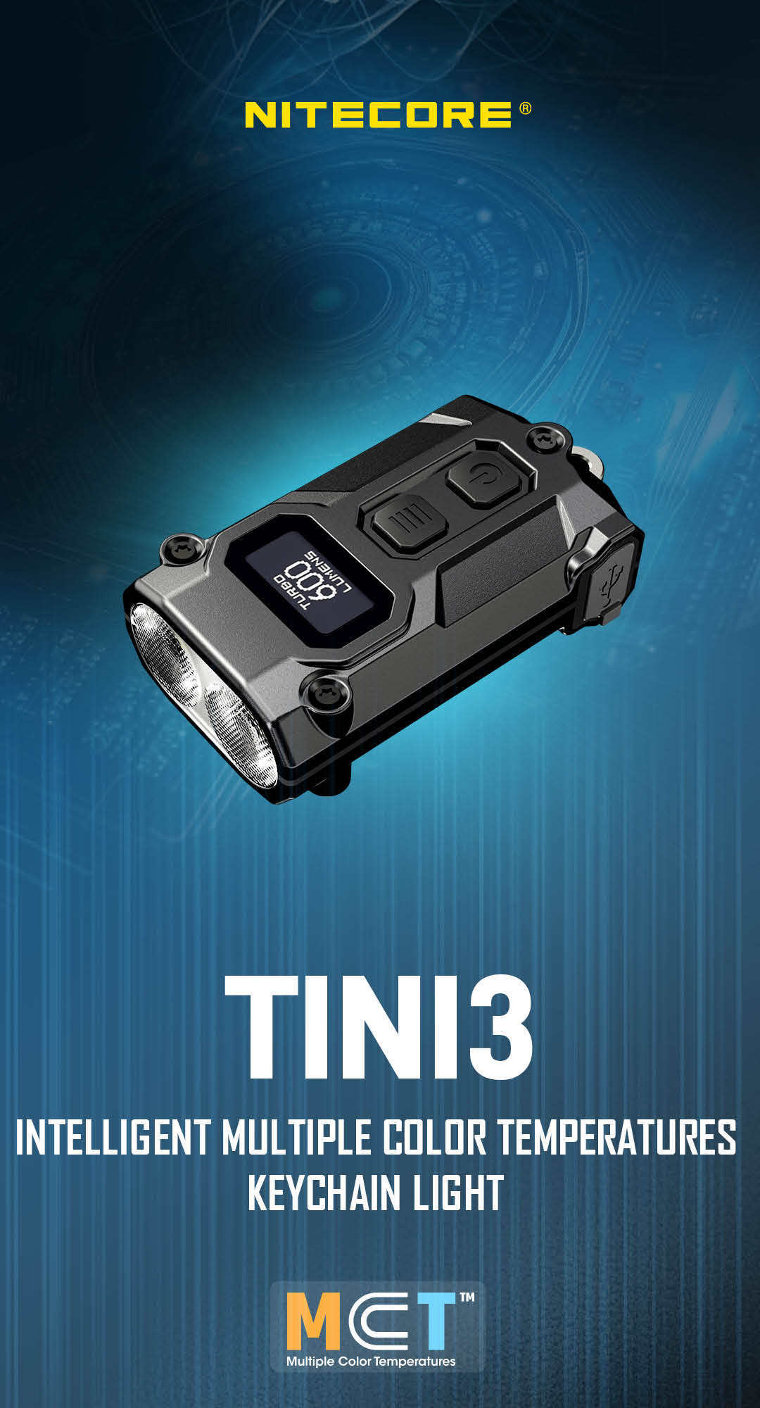 NITECORE TINI3 đèn móc khóa thông minh đa nhiệt màu
