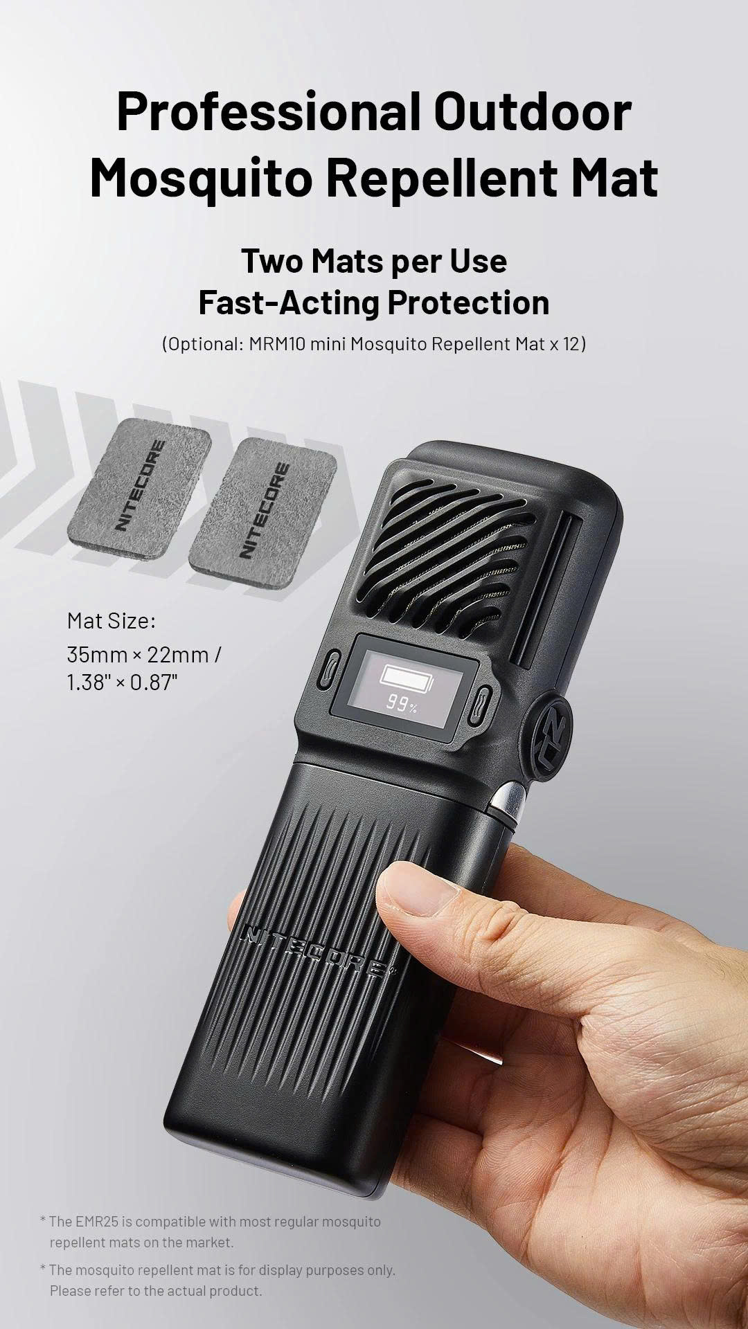 thảm đuổi muỗi MRM10 dùng cho Nitecore EMR25, kích thước 35x22mm, hiệu quả nhanh, an toàn