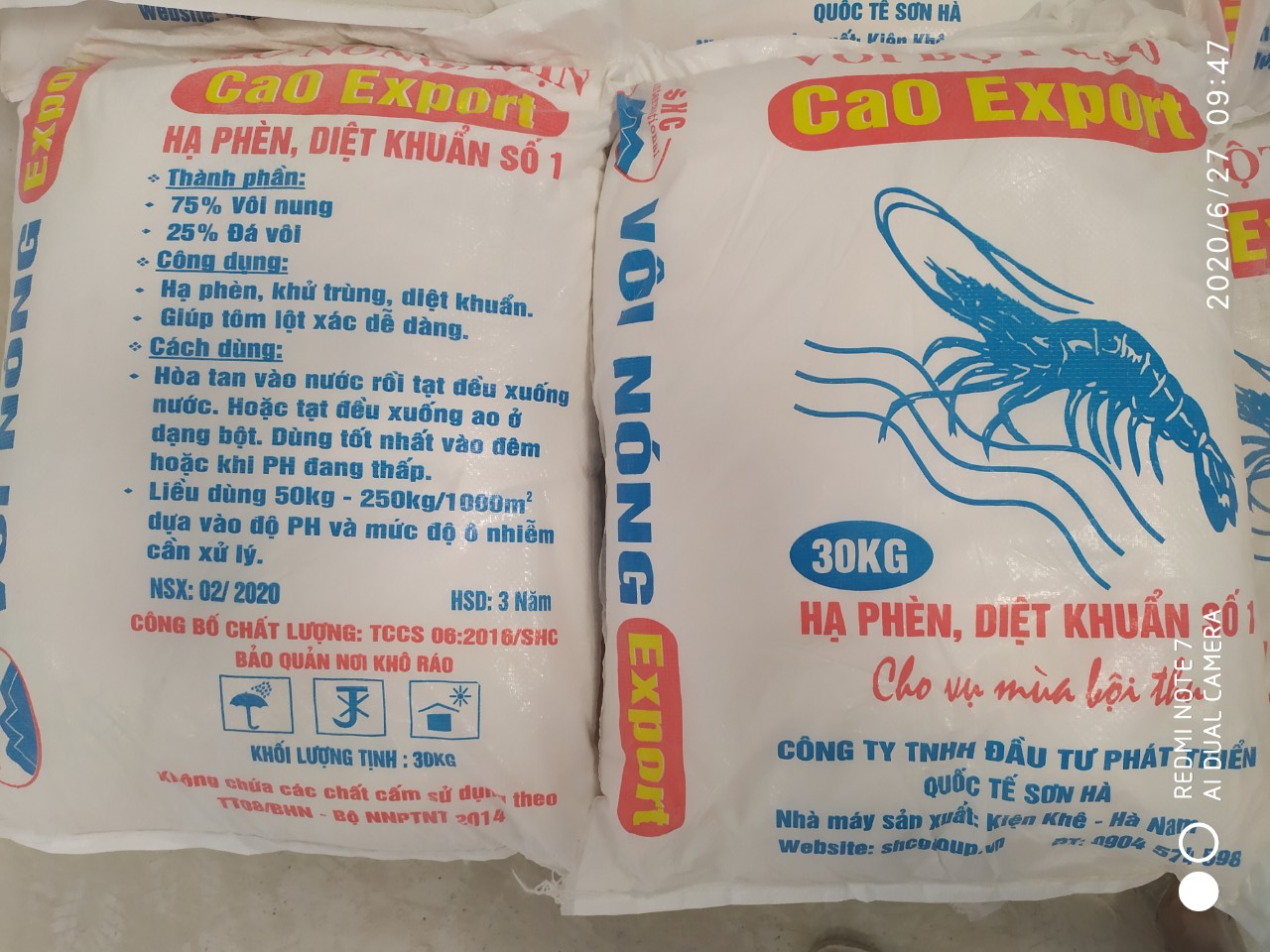 Vôi xay nóng hiệu Export