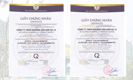 Chứng nhận Hợp quy bột đá, đá hạt của Nhà máy đá vôi Sơn Hà 18