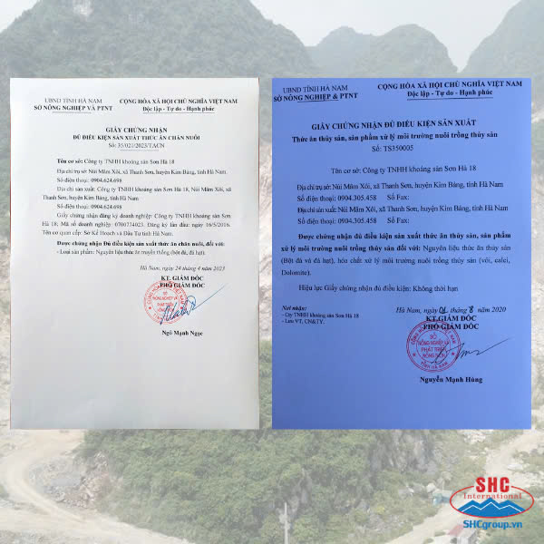 Giấy phép Đủ điều kiện sản xuất của Nhà máy đá vôi Sơn Hà 18