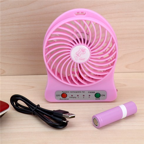 Quạt siêu tốc cầm tay 3 cấp độ đèn pin - kèm pin sạc