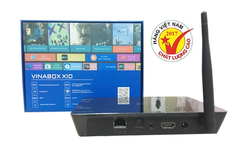 VINABOX X10 - RAM 2GB - Chip lõi 8 Amlogic S912 thương hiệu Việt