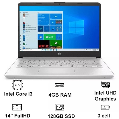 Laptop New HP14-DQ 2031 TG CORE I3 1125G4, Ram 8G, SSD M.2 128G, 14''FHD IPS, Intel UHD Graphics, W10S (Natural Silver) BH 12 Tháng New seal full box