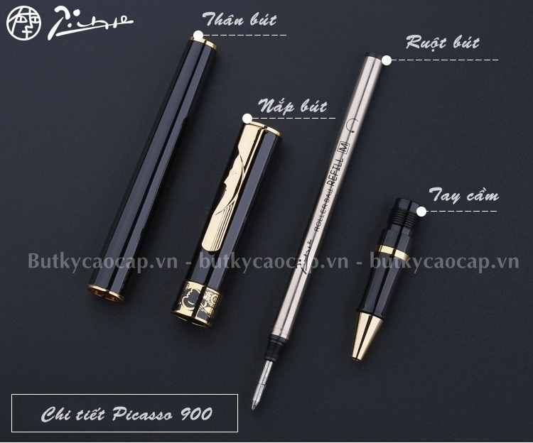 Chi tiết bút dạ bi cao cấp Picasso PS-900 màu đen