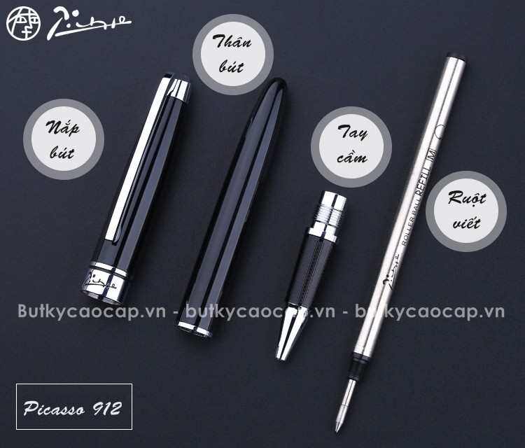 Thiết kế bút dạ bi cao cấp Picasso PS-912 màu đen