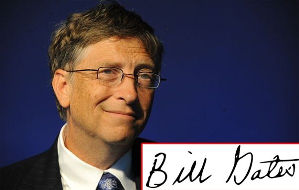 Chữ ký đơn giản, khá tròn trịa của Bill Gates