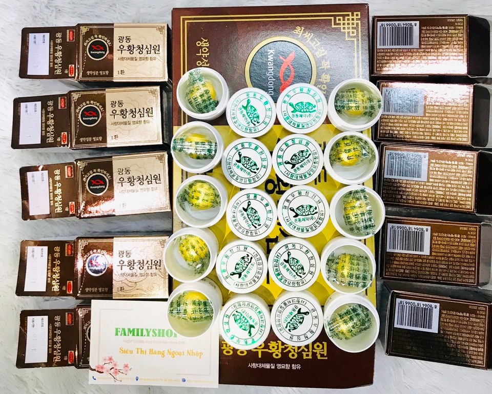 an cung ngưu hoàng hộp nâu hàn quốc có bill