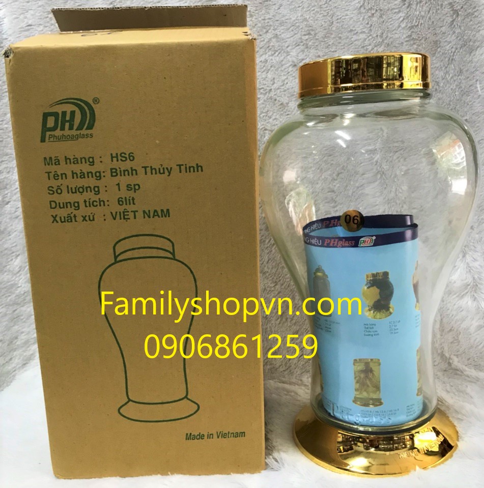 bình thủy tinh ngâm rượu 6 lít phú hòa