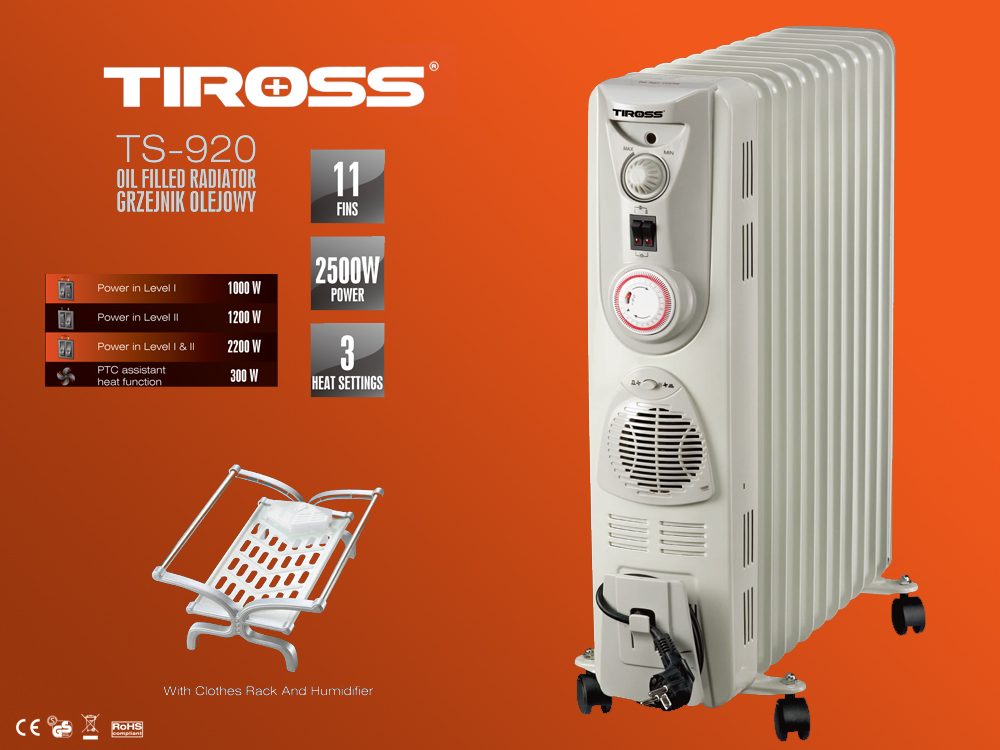 Lò sưởi dầu 11 thanh Tiross TS920 Lò sưởi dầu 11 thanh Tiross TS920