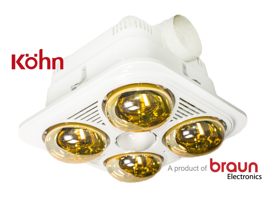 Đèn sưởi nhà tắm Braun Kohn 4 bóng âm trần