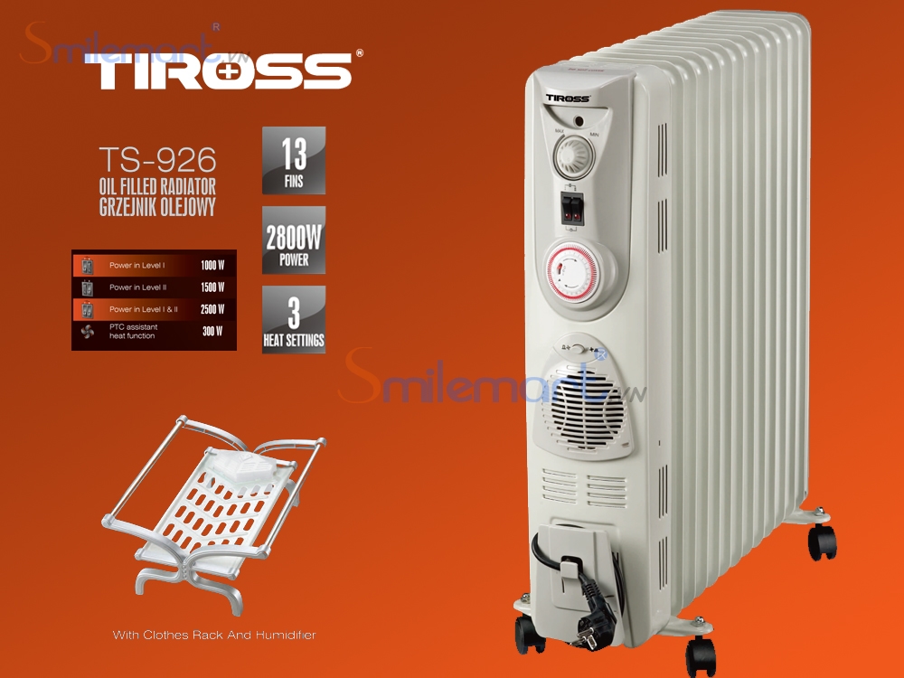 Lò sưởi dầu 13 thanh Tiross TS926