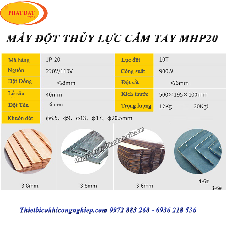 Máy Đột Lỗ Thủy Lực Cầm Tay MHP20 PADA