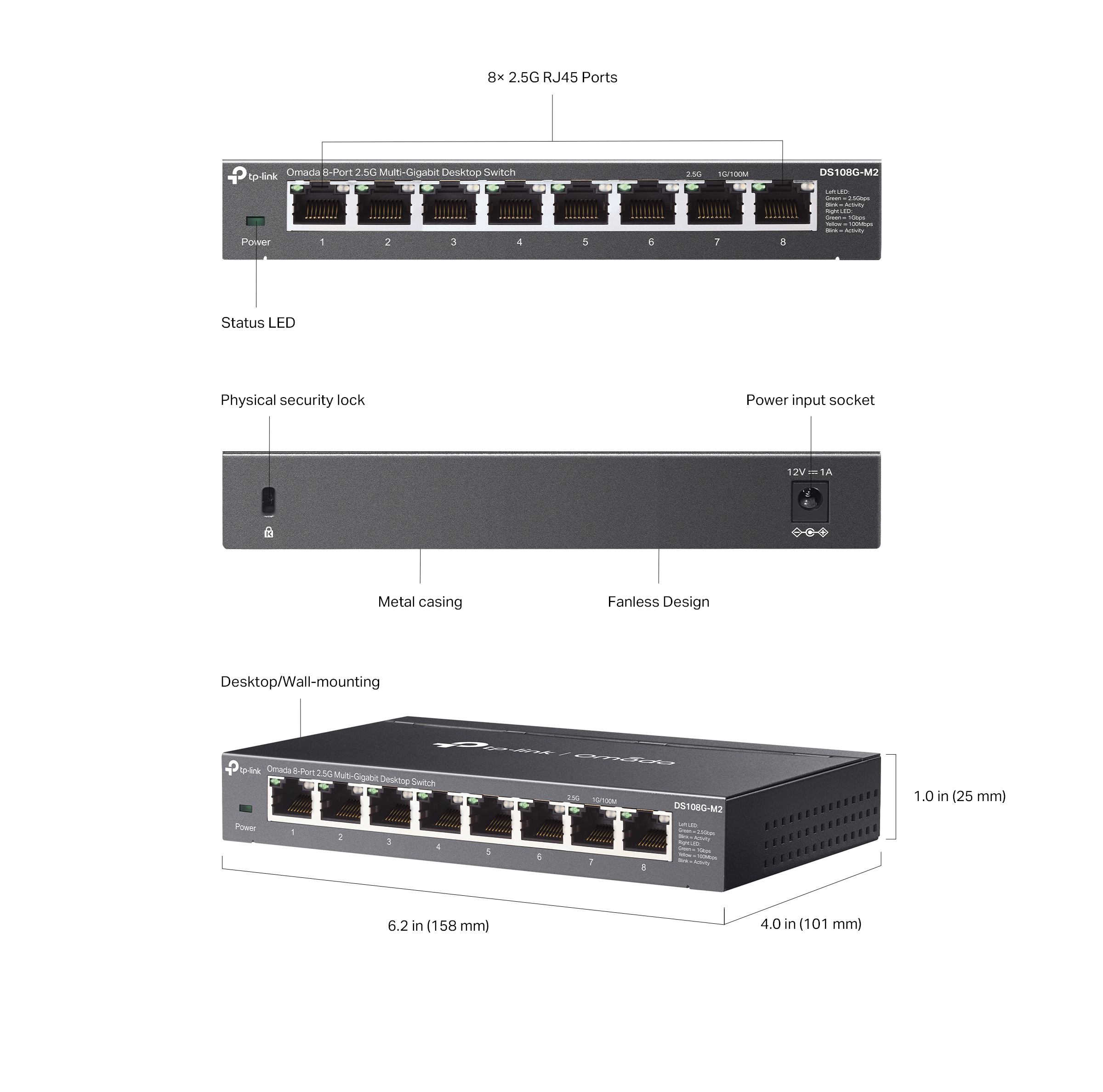 DS108G-M2 - Omada: Switch Desktop 8 Cổng 2.5G Multi-Gigabit