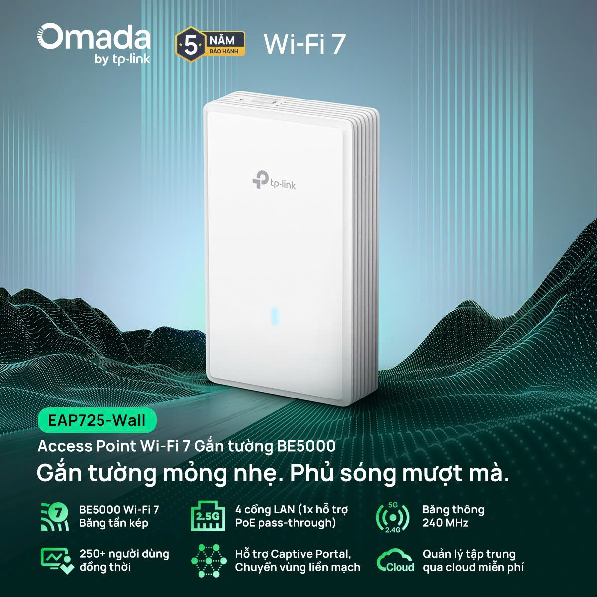 Access Point Wi-Fi 7 BE5000 Gắn Tường – EAP725-Wall