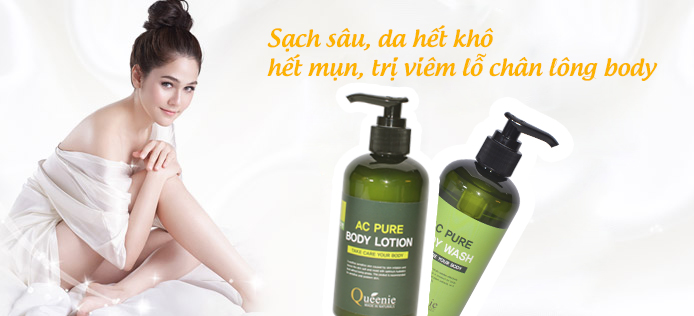 Mỹ phẩm queenie Sữa dưỡng thể kháng viêm - trị mụn, trị da khô, sần, viêm lỗ chân lông
