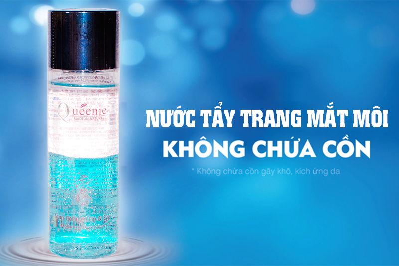 mỹ phẩm queenie nước tẩy trang mắt & môi bổ sung Collagen Queenie 100 ml