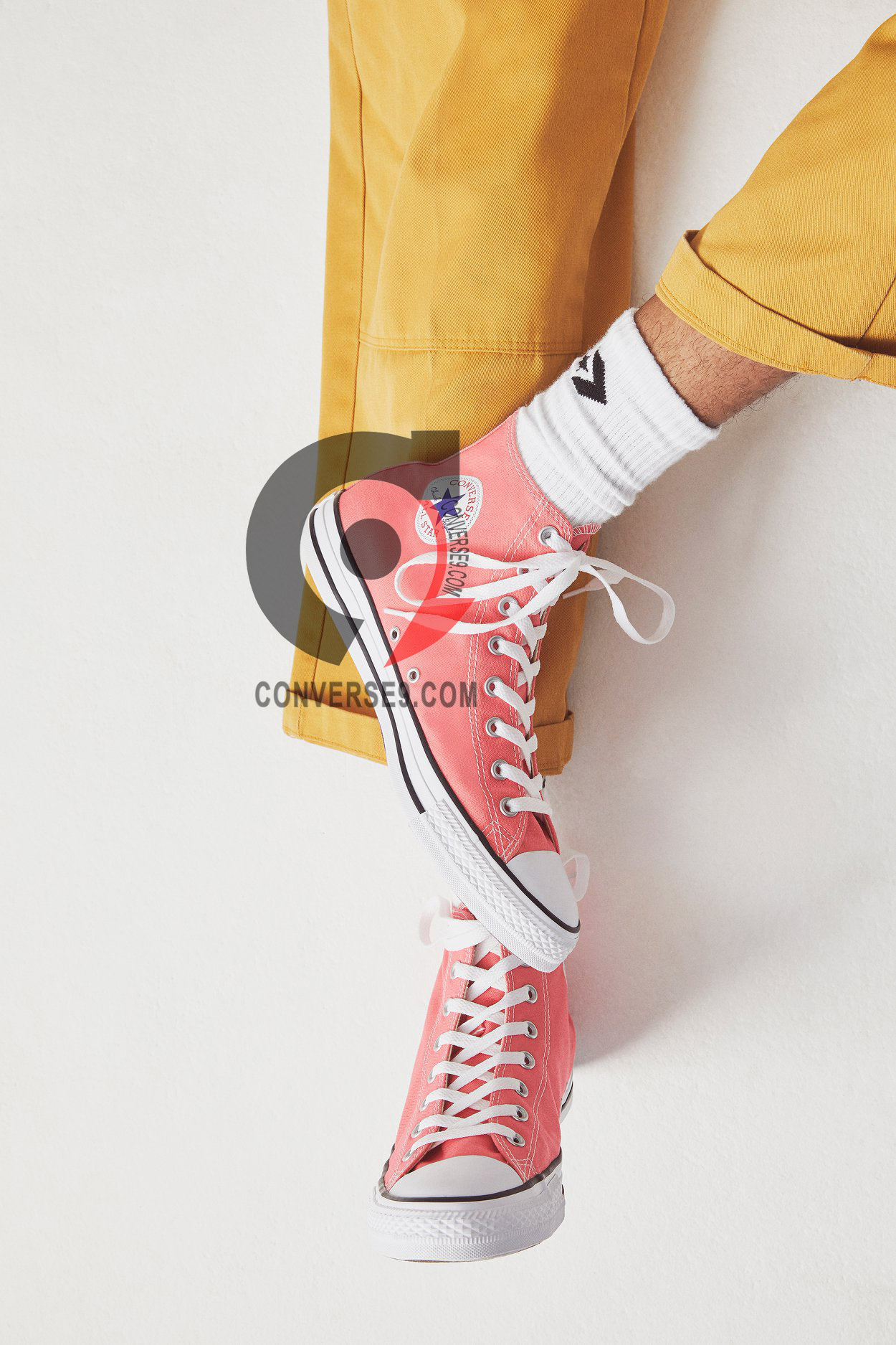 giay converse classic vai hong cao co