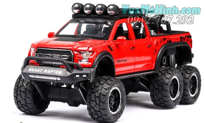 Ô Tô Mô Hình Tĩnh Xe Bán Tải Ford F-150 Beast Raptor 6X6 tỉ lệ 1:28 vỏ kim loại