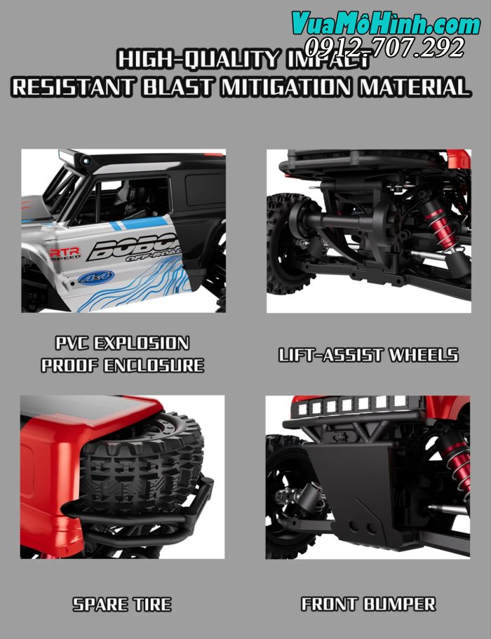 Xe tải quái vật điều khiển từ xa Bobcat 4WWD 1/16 tốc độ cao 45km/h