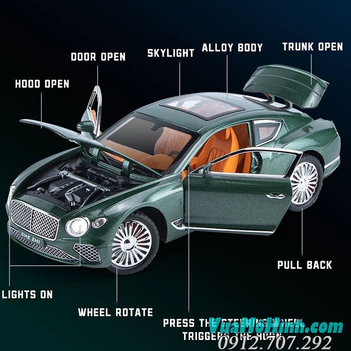 Mô hình xe ô tô Bentley Continental tỉ lệ 1/24 hãng Chezhi