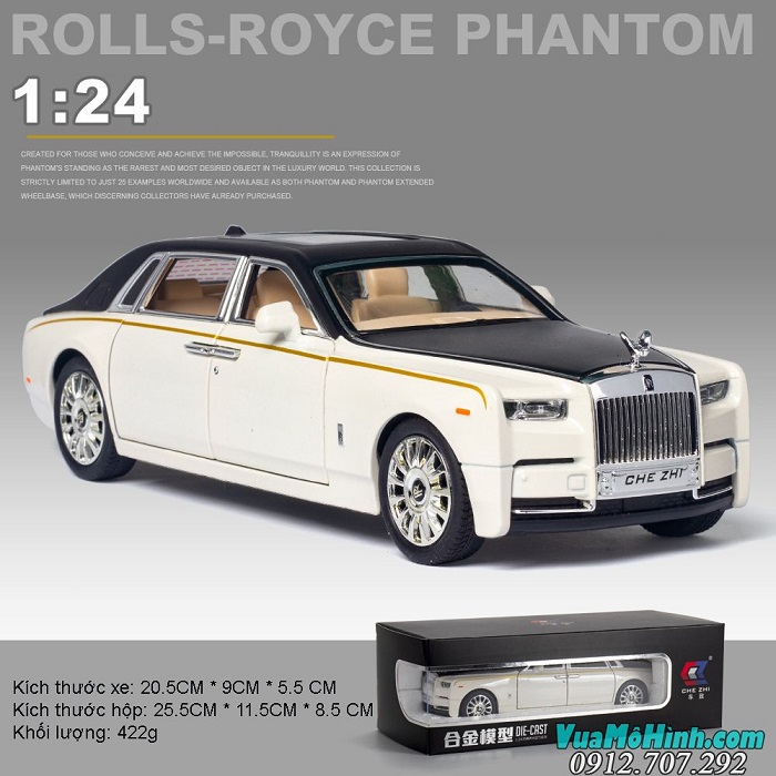 Mô hình siêu xe ô tô Rolls Royce Phantom tỉ lệ 1/24 chezhi
