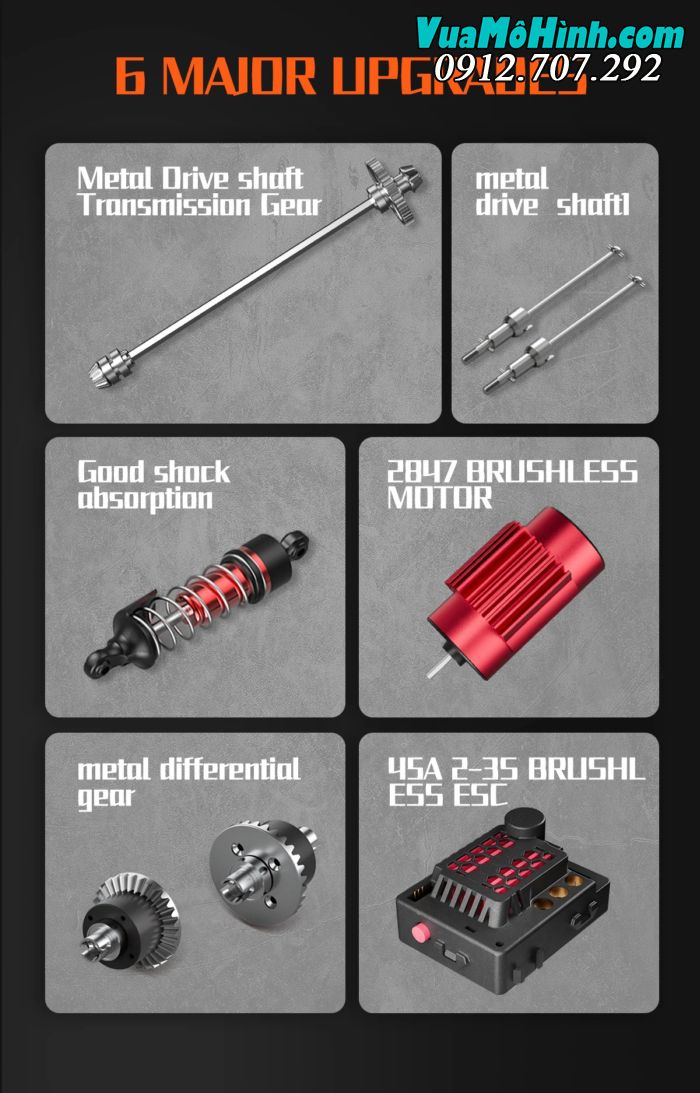 Xe tải quái vật điều khiển từ xa Bobcat 4WWD 1/16 tốc độ cao 45km/h