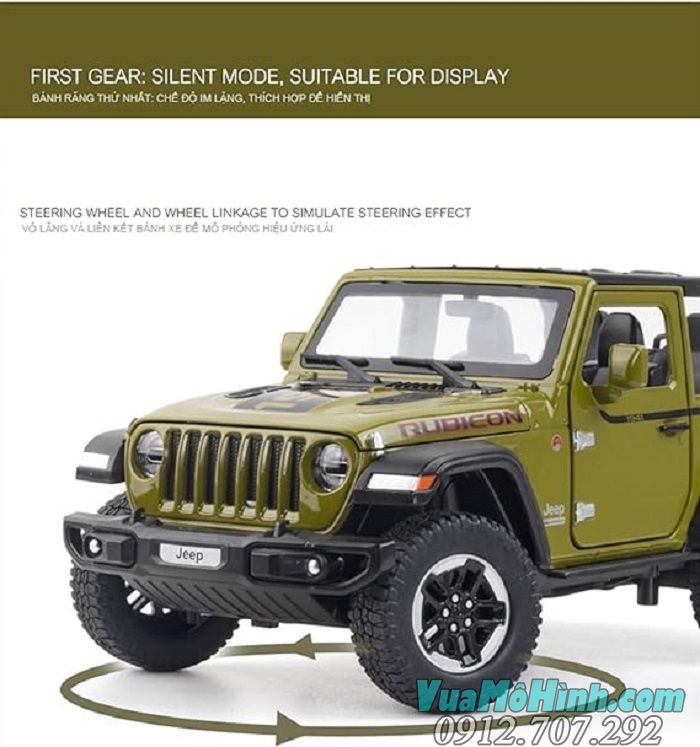 Mô hình xe Jeep Wrangler Rubicon 2 hãng Miniauto cửa tỉ lệ 1:20 