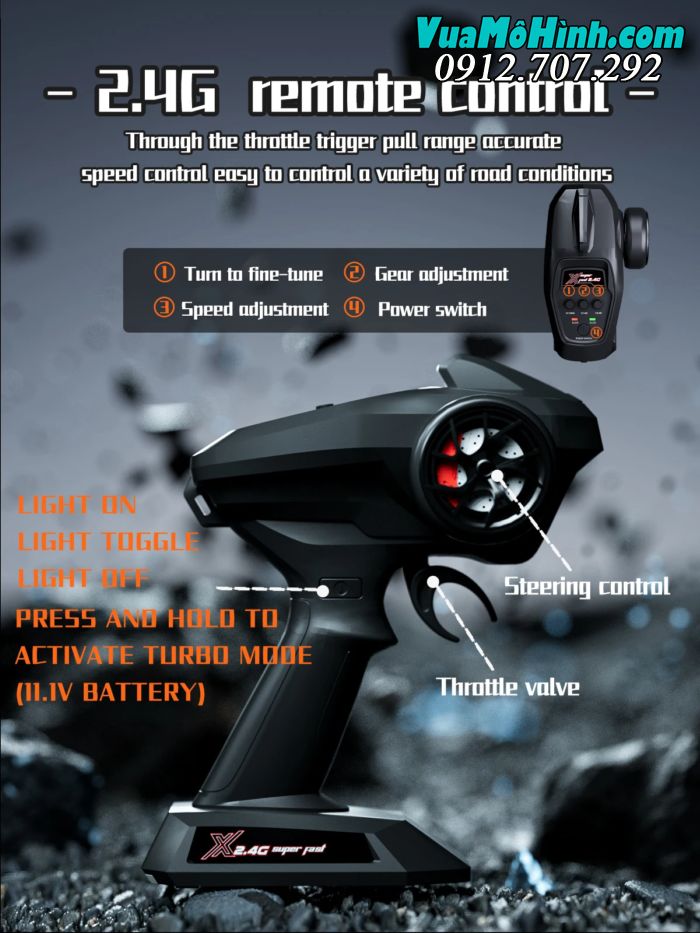 Xe tải quái vật điều khiển từ xa Bobcat 4WWD 1/16 tốc độ cao 45km/h