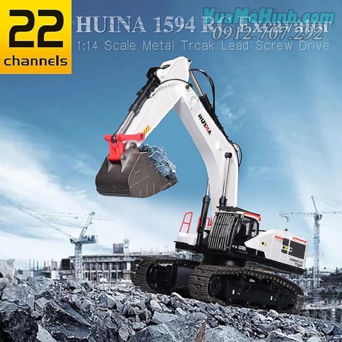 Huina 1594 1/14 máy xúc điều khiển từ xa cỡ lớn Hunia1594