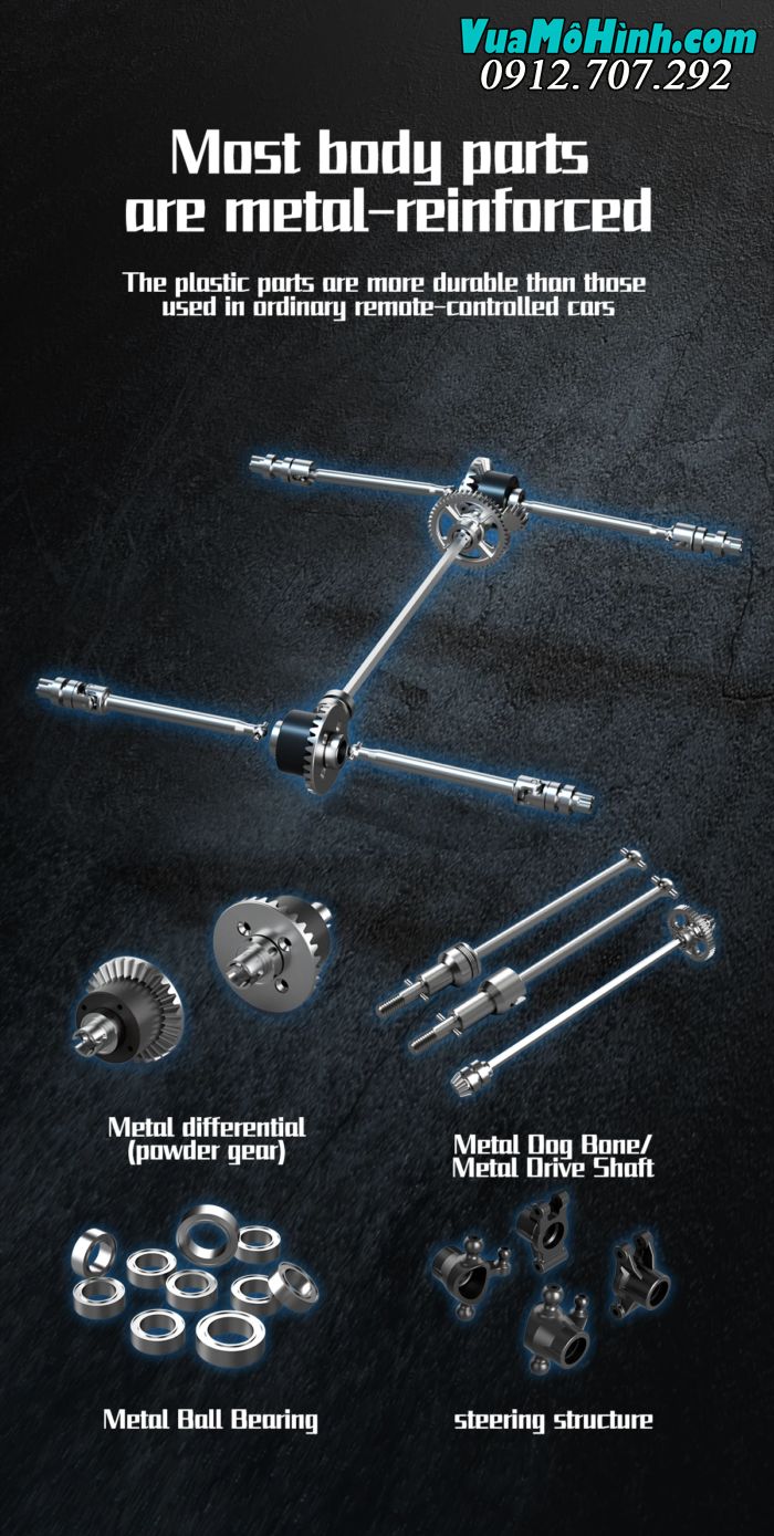 Xe tải quái vật điều khiển từ xa Bobcat 4WWD 1/16 tốc độ cao 45km/h