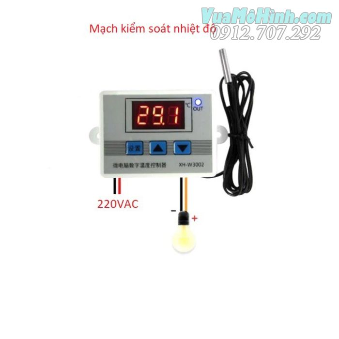 Bộ điều khiển nhiệt độ kỹ thuật số XH-W3002 ấp trứng gà vịt ngan chim W3002 úm vật nuôi gia cầm, chế máy làm sữa chua, khống chế kiểm soát nhiệt độ