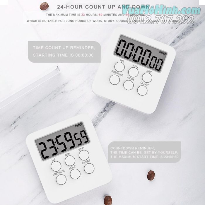 Đồng hồ hẹn giờ đếm ngược đa năng hẹn giờ khi nấu ăn mini
