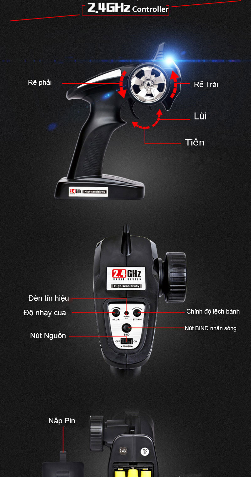 đồ chơi mô hình xe hơi bg1509 xe ô tô đua địa hình off road điều khiển từ xa 2 cầu chính hãng tốc độ cao