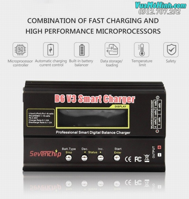 bộ sạc pin lipo đa năng cân bằng imax b6 v3 80W chính hãng sevenchip