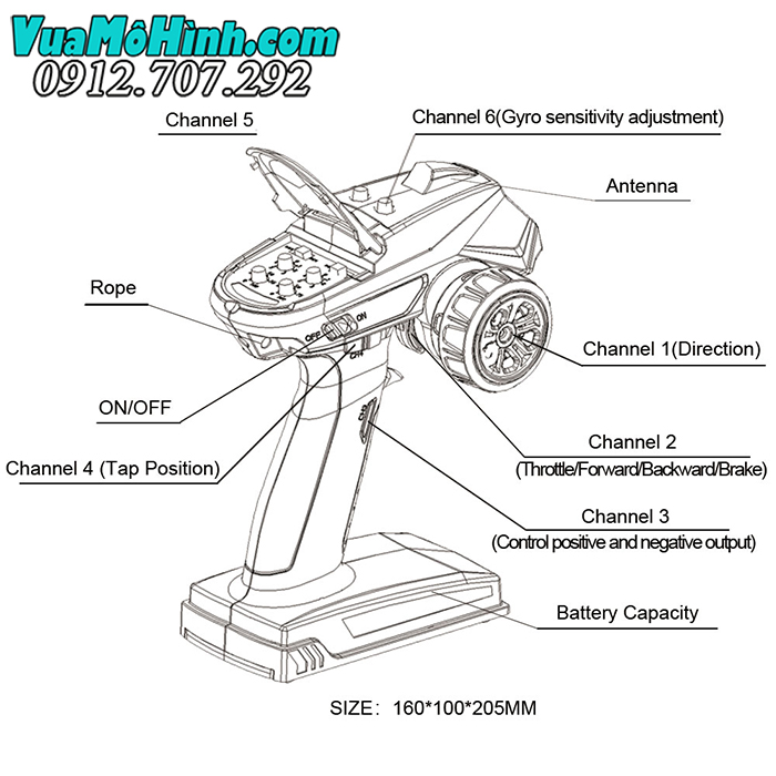 bộ tay điều khiển tx rx dumborc dumbo rc rbrc rbr/c x4 x6 xgf x6fg 4 6 kênh ch channel chanel