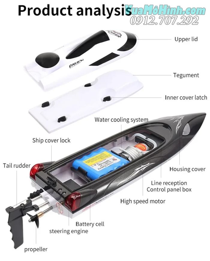 tàu thuyền xuồng cano điều khiển từ xa HJ806B HJ806 HJ 806 806B