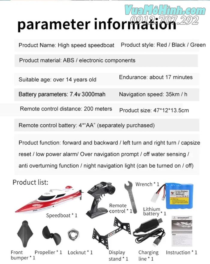 tàu thuyền xuồng cano điều khiển từ xa HJ806B HJ806 HJ 806 806B