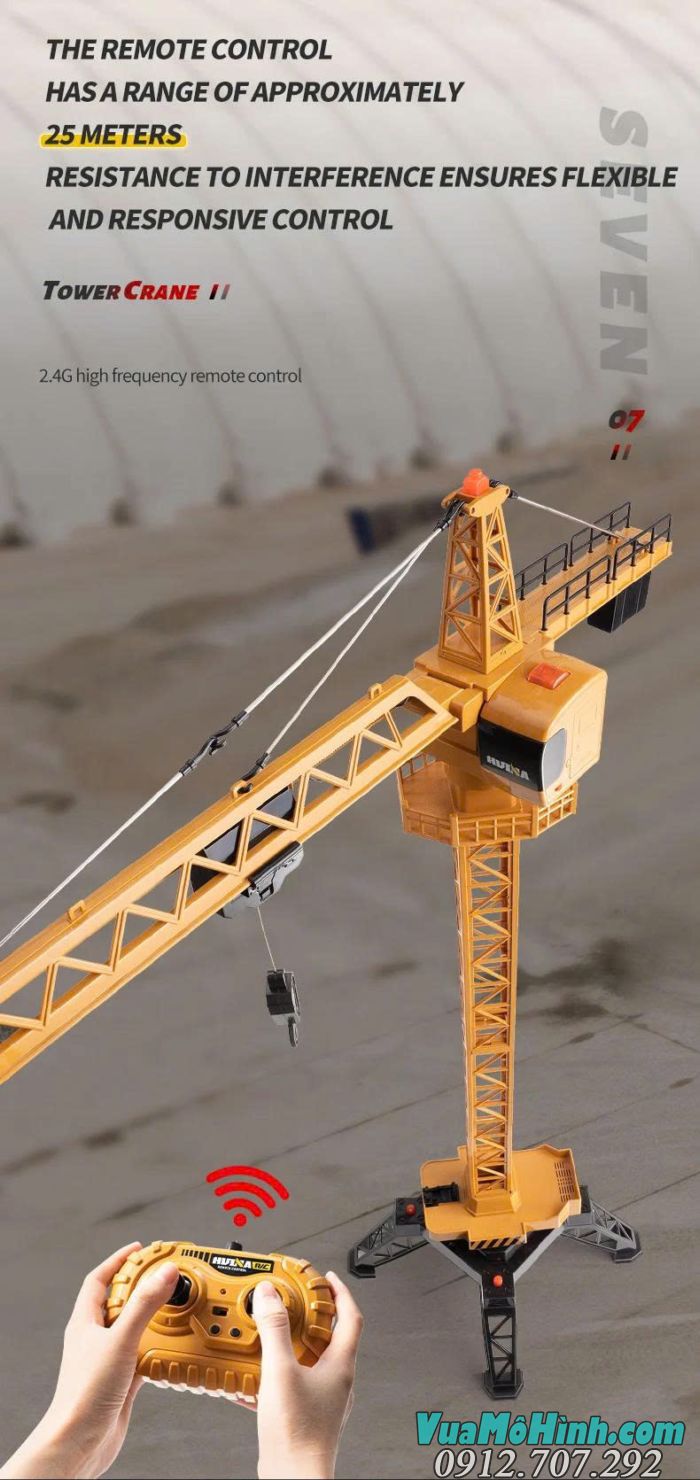 Cần cẩu tháp Huina 1585 mô hình điều khiển từ xa tỷ lệ 1:14 chi tiết cao chính hãng