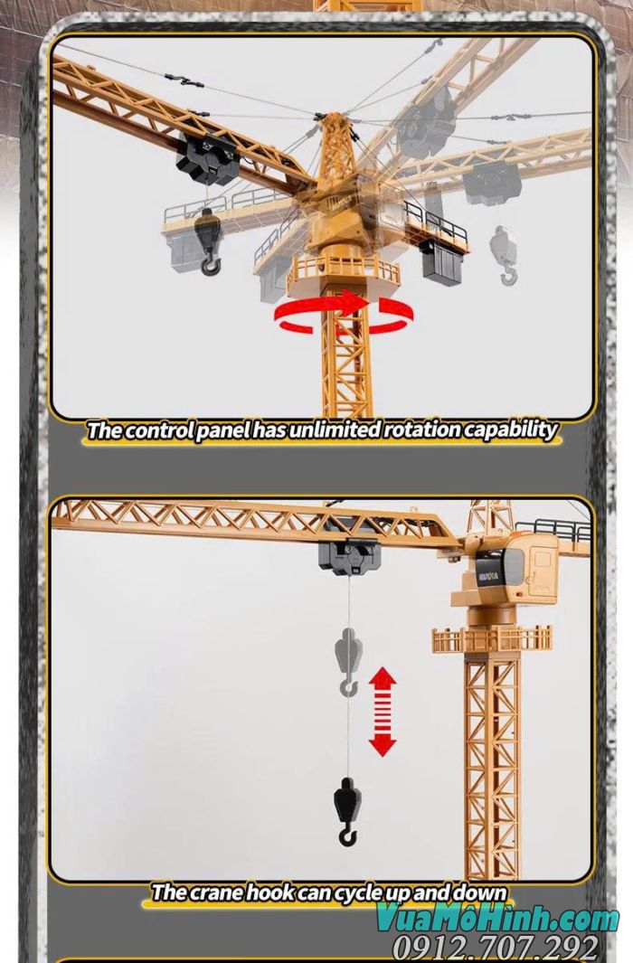 Cần cẩu tháp Huina 1585 mô hình điều khiển từ xa tỷ lệ 1:14 chi tiết cao chính hãng