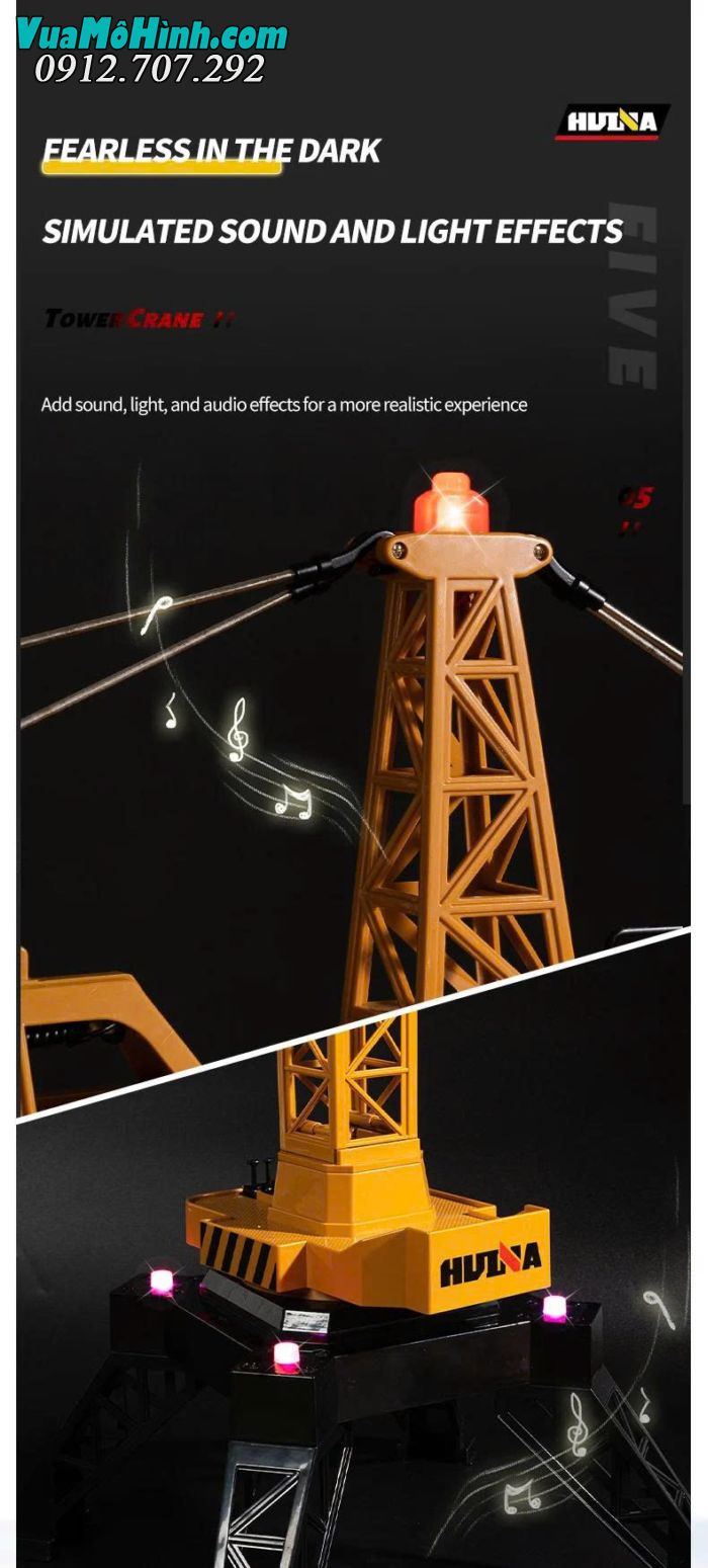 Cần cẩu tháp Huina 1585 mô hình điều khiển từ xa tỷ lệ 1:14 chi tiết cao chính hãng