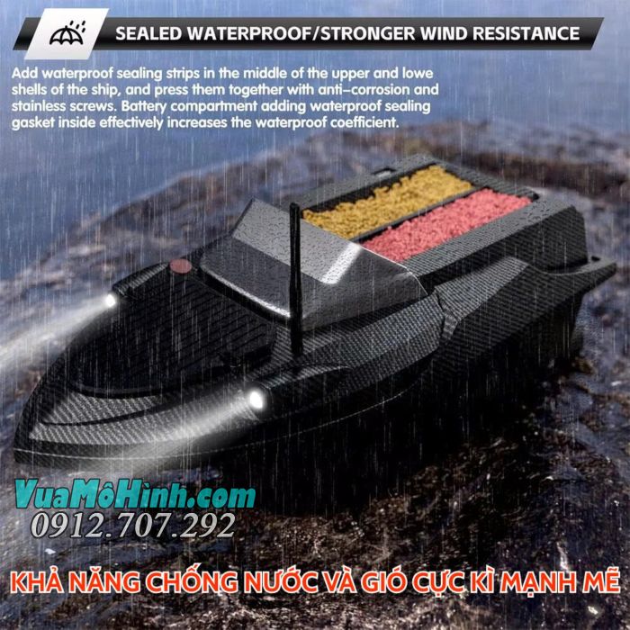 Thuyền thả mồi Flytec V080 GPS điều khiển từ xa có sonar dò cá, tải trọng 3kg, pin 20000mAh, phạm vi 800 mét.