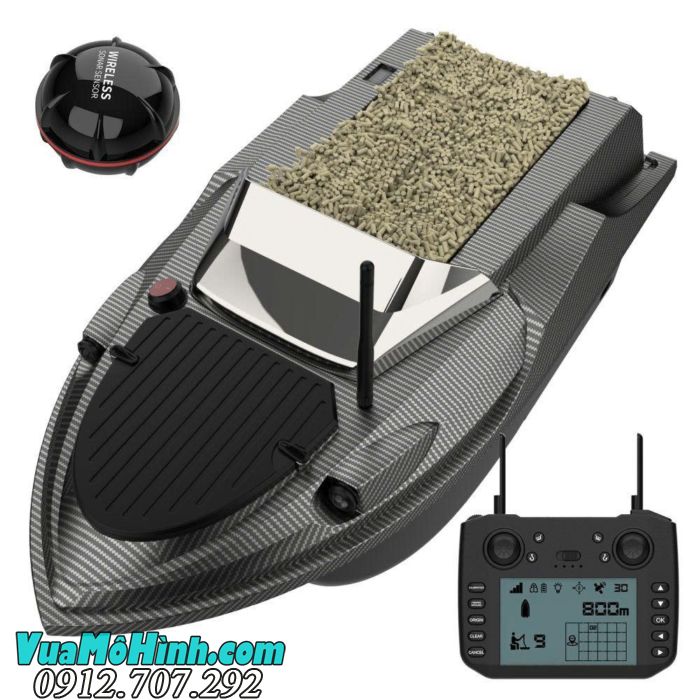 Thuyền thả mồi Flytec V080 GPS điều khiển từ xa có sonar dò cá, tải trọng 3kg, pin 20000mAh, phạm vi 800 mét.