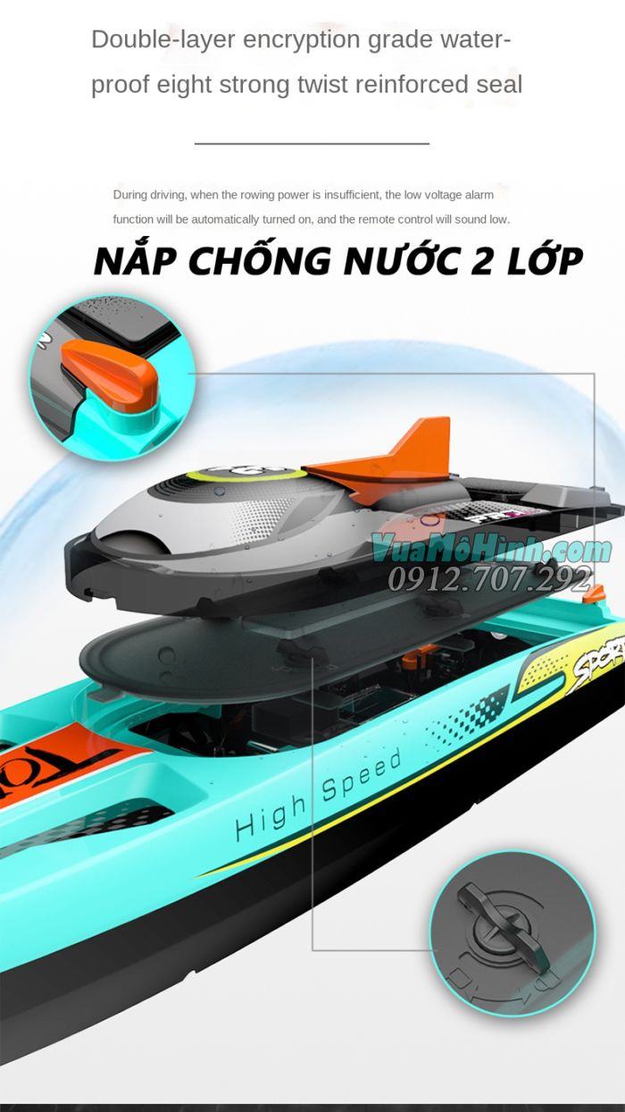 Cano tàu thuyền xuồng mô hình điều khiển từ xa tốc độ cao Henglong 3789 HL3789 Tornado