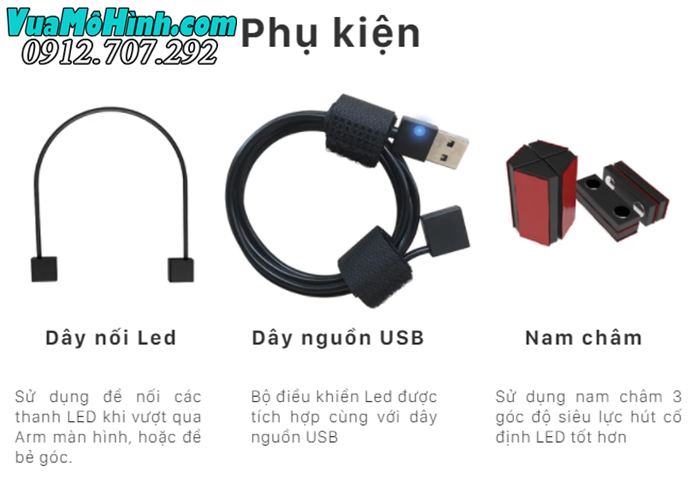 bộ đèn led dán trang trí cạnh bàn làm việc chính hãng ambino edge 